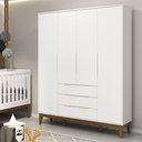 Ver imagem 1 de Cômoda com Porta e Guarda Roupa Infantil Classic Elfe Branco Acetinado Amadeirado - Reller