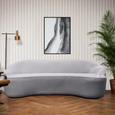 Ver imagem 2 de Sofá Curvo Montserrat 210cm 3 Lugares Lona Cinza Claro - Nexta Casa