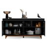 Aparador Cantinho do Café 4 Portas Preto Freijó Flex Figueira Shop Jm - 4