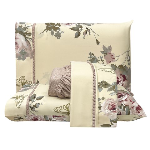 Jogo Lençol Casal Primor 4pç 100% Poliéster - Flo_ros