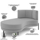 Ver imagem 3 de Sofá Chaise Longue Sala de Estar Living Lucca Esquerdo D02 Veludo Cinza C-317 - Lyam Decor