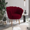 Ver imagem 2 de Poltrona Decorativa Pétala Veludo Marsala Bordo Pés Palito