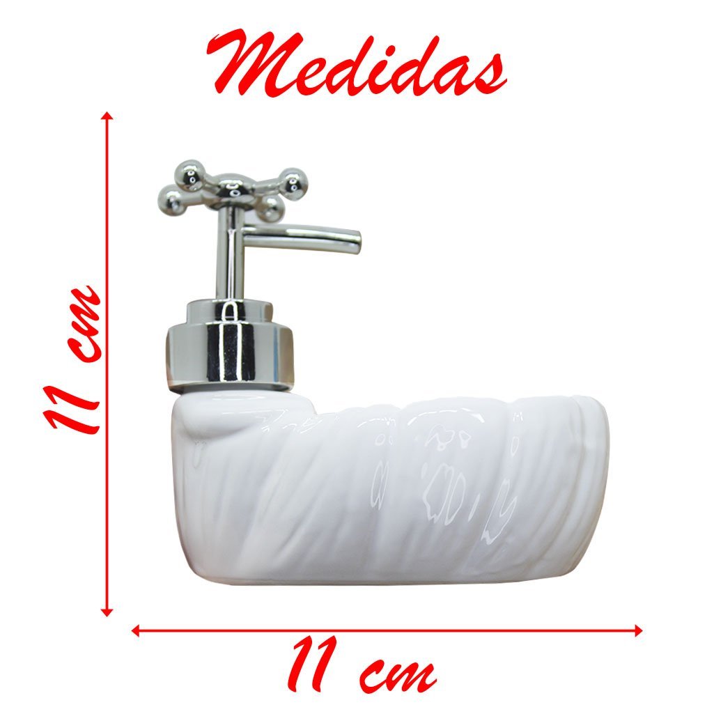 Porta Sabonete Liquido De Caracol Branco Cerâmica 11cm - 2