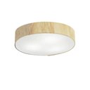Ver imagem 1 de Plafon Luminária de teto decorativa para casa, MD-3076 nórdicas em tecido e madeira 3 lâmpadas - Lin