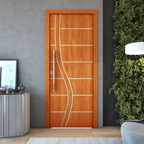 Folha de Porta Frisada R70ss 210x80cm 35mm Reforço Fechadura:mogno