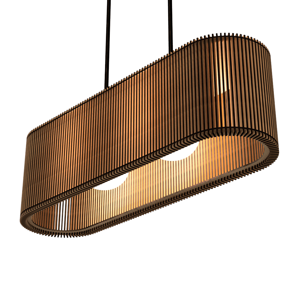 Luminária Pendente Veneza Modelo Ripado -:MDF CRU - 3