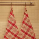 Ver imagem 2 de Pano de Copa Lais Off White com Xadrez Vermelho - Algodão, 50x70cm