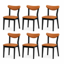 Ver imagem 2 de Kit 6 Cadeiras de Jantar Floripa Madeira Maciça Estofadas Courino Caramelo Madeira Preta Di Franco
