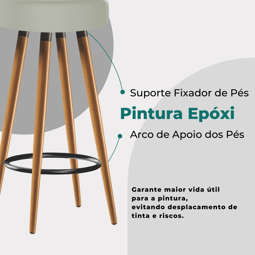 2 Banquetas Altas para Cozinha e Bancada Bege Claro 65cm Egmobile 2 Banquetas Roma Slim 65cm Banquet - 7