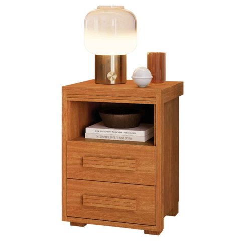 Mesa de Cabeceira 2 Gavetas Lóquio 100% Mdf - Casa Chick Nature