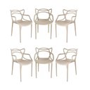 Ver imagem 1 de Kit com 6 Cadeiras Allegra em Pp para Área Externa e Sala de Jantar ou Estar Cor Nude Ecomhome
