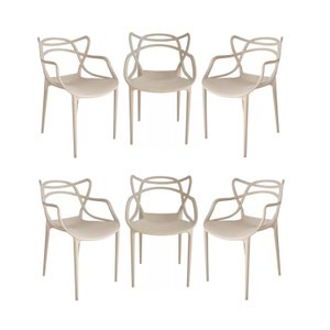 Kit com 6 Cadeiras Allegra em Pp para Área Externa e Sala de Jantar ou Estar Cor Nude Ecomhome