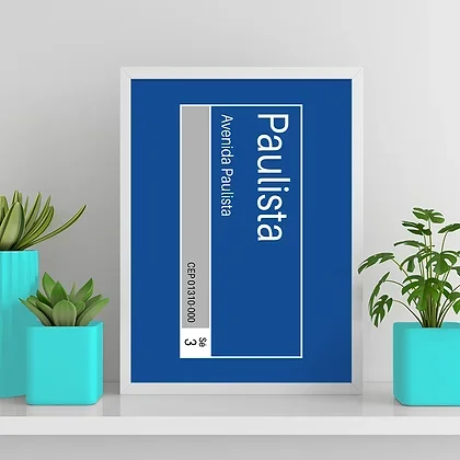 Ver imagem 1 de Quadro Placa De Rua Avenida Paulista 24x18cm - com vidro:Madeira branca