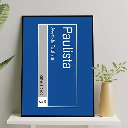 Ver imagem 2 de Quadro Placa De Rua Avenida Paulista 24x18cm - com vidro:Madeira branca