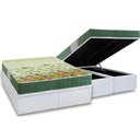 Ver imagem 1 de Cama Box Baú Casal: Colchão Espuma Anjos D28 / AG65 Pantanal + Base CRC Courano White(138x188)