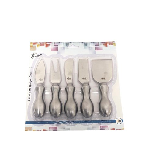 Jogo de Cortadores Facas para Queijo 5 Peças Aço Inox