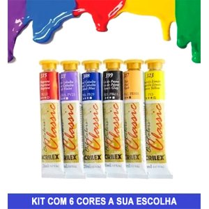 KIT 6 TINTA A ÓLEO OIL COLORS CLASSIC ACRILEX 20ML óleo 20ml