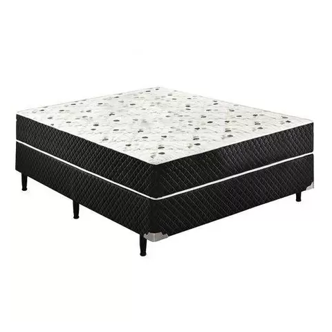 Cama Box Casal + Colchão Casal Confort Molas Bonnel 138x188x57
