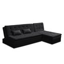 Ver imagem 2 de Sofá Cama King 5 Lugares 2,70m Amélia Suede Preto Mirra Decor