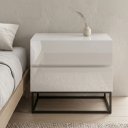 Ver imagem 2 de Mesa Cabeceira Eros 60cm para Quarto 2 Gavetas MDF Branco Estilo Industrial Pés de Metal Preto Luxo
