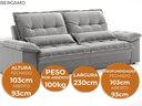 Ver imagem 6 de Sofá Bergamo 2,30m Retrátil e Reclinável Veludocristal Cinza - Netsofas