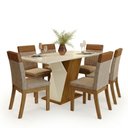 Ver imagem 2 de Conjunto Sala Jantar Mesa 160 cm Tampo MDF Vidro 6 Cadeir Layla Essence Casa 812