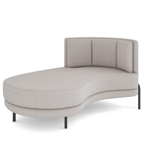 Sofá Chaise Longue Living Lucca Esquerdo D02 Bouclê Bege B-62