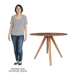 Mesa de Jantar 4 Lugares Redonda 107cm 100%MDF Grécia R02 Nogueira - Mpozenato - 5