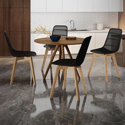 Mesa de Jantar 4 Lugares Redonda 107cm 100%MDF Grécia R02 Nogueira - Mpozenato - 2