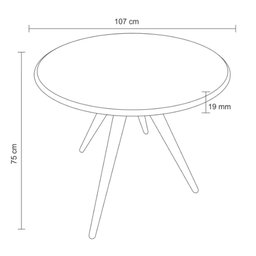 Mesa de Jantar 4 Lugares Redonda 107cm 100%MDF Grécia R02 Nogueira - Mpozenato - 4