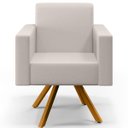 Ver imagem 5 de Kit 2 Poltronas Decorativa Base Giratória De Madeira Helô L02 Linho Cru Couríssimo Camel - Lyam Deco