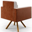 Ver mais imagens de Kit 2 Poltronas Decorativa Base Giratória De Madeira Helô L02 Linho Cru Couríssimo Camel - Lyam Deco