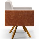 Ver imagem 2 de Kit 2 Poltronas Decorativa Base Giratória De Madeira Helô L02 Linho Cru Couríssimo Camel - Lyam Deco