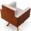 Ver imagem 7 de Kit 2 Poltronas Decorativa Base Giratória De Madeira Helô L02 Linho Cru Couríssimo Camel - Lyam Deco