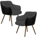 Ver imagem 1 de Kit 2 Poltronas Decorativas Pés Palito Jade D02 Linho Cinza C-416 Tressê Corano Preto - Lyam