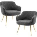 Ver imagem 1 de Kit 2 Poltronas Decorativa Pés Palito D'Ouro Jade D02 Linho Chumbo C-469 - Lyam Decor