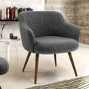 Ver imagem 2 de Poltrona Decorativa Pés Palito Jade D02 Linho Chumbo C-469 - Lyam Decor