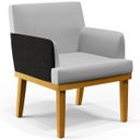 Ver imagem 3 de Kit 2 Poltronas Decorativas para Beatriz W01 Linho Cinza Corano Preto - Lyam Decor