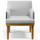 Ver imagem 6 de Kit 2 Poltronas Decorativas para Beatriz W01 Linho Cinza Corano Preto - Lyam Decor