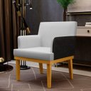 Ver imagem 2 de Kit 2 Poltronas Decorativas para Beatriz W01 Linho Cinza Corano Preto - Lyam Decor