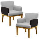 Ver imagem 1 de Kit 2 Poltronas Decorativas para Beatriz W01 Linho Cinza Corano Preto - Lyam Decor