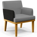 Ver mais imagens de Kit 2 Poltronas Decorativas Beatriz W01 Linho Cinza Escuro Corano Preto - Lyam Decor