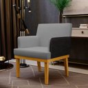 Ver imagem 2 de Kit 2 Poltronas Decorativas Beatriz W01 Linho Cinza Escuro Corano Preto - Lyam Decor