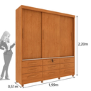 Ver imagem 2 de Guarda Roupa Chicago 3 Portas 9 Gavetas com Pés Móveis Tcil