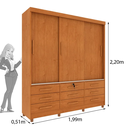 Ver imagem 2 de Guarda Roupa Chicago 3 Portas 9 Gavetas com Pés Móveis Tcil