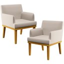 Ver imagem 1 de Kit 2 Poltronas Decorativas para e Recepção Beatriz W01 Linho Cru - Lyam Decor