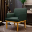 Ver imagem 2 de Poltrona Decorativa Para Sala de Estar e Recepção Beatriz W01 Linho Verde Musgo - Lyam Decor