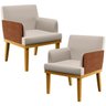 Kit 2 Poltronas Decorativas para Beatriz W01 Linho Cru Corano Marrom - Lyam Decor - 1