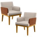 Ver imagem 1 de Kit 2 Poltronas Decorativas para Beatriz W01 Linho Cru Corano Marrom - Lyam Decor