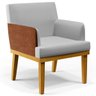 Kit 2 Poltronas Decorativas para Beatriz W01 Linho Cinza Corano Marrom - Lyam Decor - 8
